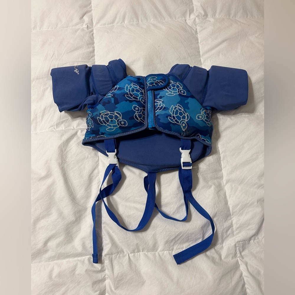 3/$12 SALE Kids Blue Swim Vest with Turtle Print